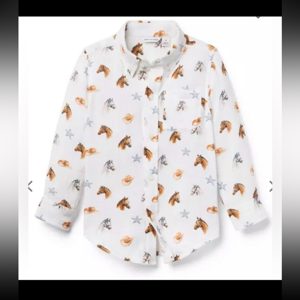 NWT- Janie and Jack Cowboy Horse Print White Shirt - Picture 6 of 6